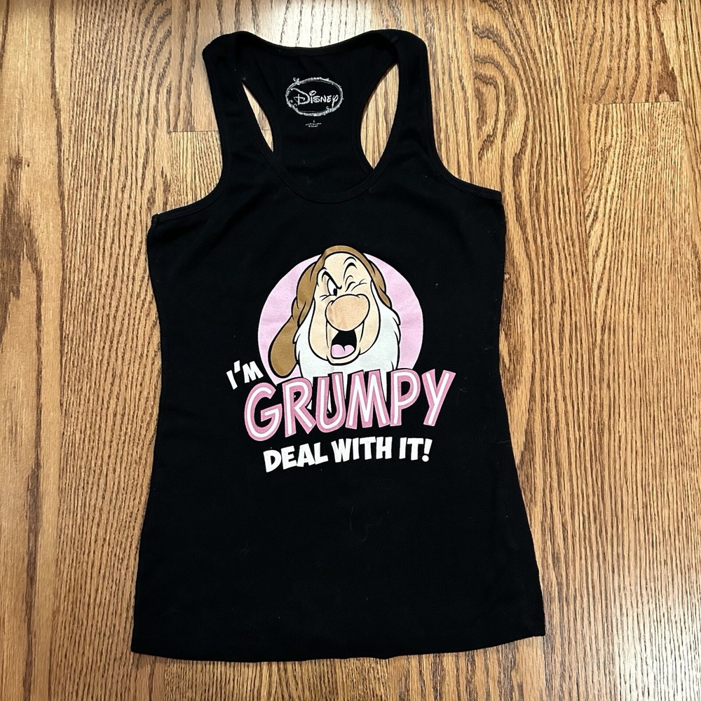 Disney Youth Tank Top Size L Black/Multicolor Grumpy Dwarf Design Sleepwear